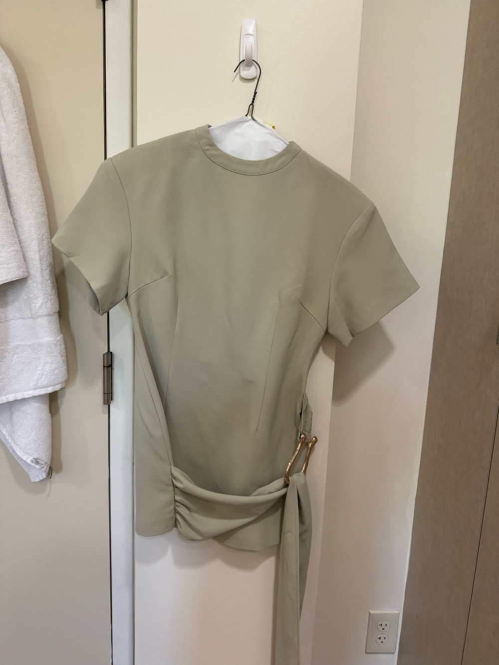 Lioness Mini Dress in Sage Green with Gold Hardware